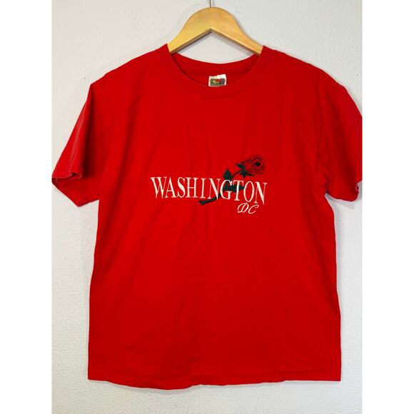 Vintage Washington DC T-Shirt Embroidered Red Rose Y2K M Americana Streetwear - Picture 2 of 7